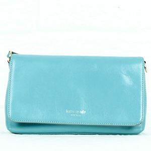 Kate Spade Aqua Turquoise Wristlet Flap Snap On